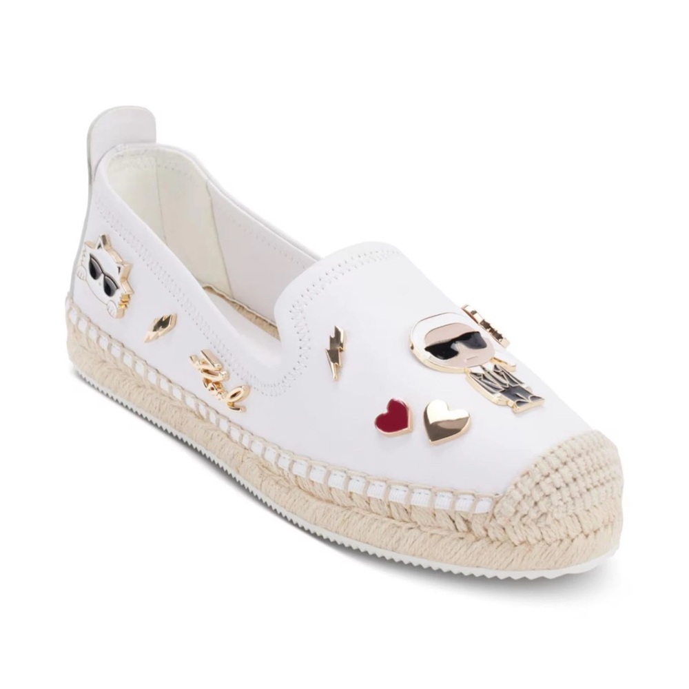 KARL LAGERFELD PARIS Michaela Embellished Slip-On Espadrille Flats Bright 6.5 US